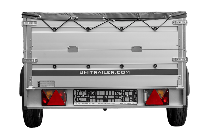Remorque à un essieu avec côtés en aluminium 230x125 Unitrailer Garden 230 KIPP ALU avec côtés BIS, châssis H-0 et bâche grise