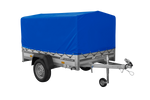 Remorque à un essieu avec côtés en aluminium 200x125 Unitrailer Garden 201 KIPP ALU avec châssis H-800 et bâche bleue