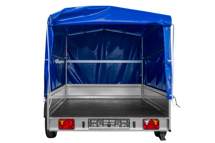 Remorque sur ressorts 264x150 UNITRAILER GARDEN 265/R KIPP avec châssis H-1100 et bâche bleue