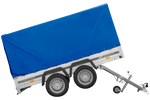 Remorque à deux essieux 264x125 UNITRAILER GARDEN TRAILER 264/2 KIPP avec châssis H-1100 et bâche bleue
