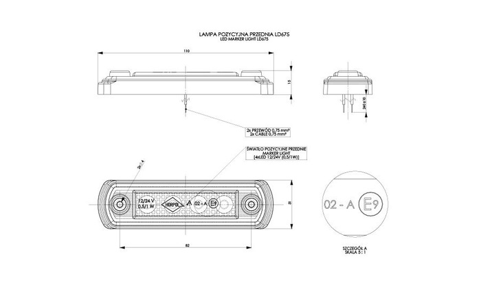 Feu de gabarit LED universel HORPOL LD 677