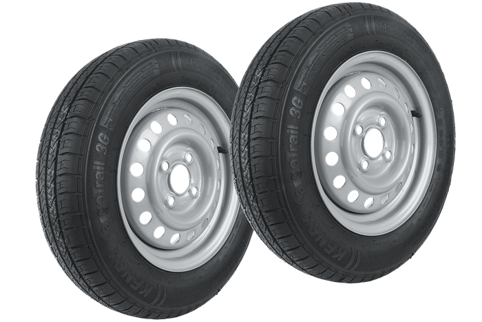 Jeu de deux roues pour remorques UNITRAILER / TEMARED / PATRICK REMORQUES / ERDE PNEU KENDA 145/80 R13 78N STARCO JANTES 4Jx13"H2 4x100 ET:30