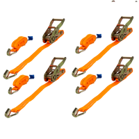 Ensemble de quatre courroies de transport UNITRAIER 6 m/25 mm/1 t orange avec tendeur