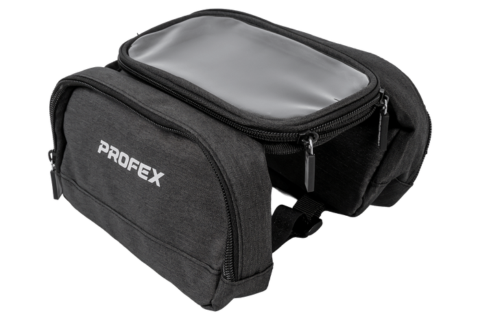 PROFEX 93015 fietstas voor aan het frame met 2 vakken en telefoonhouder