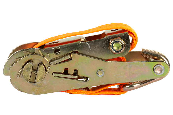 Ensemble de quatre courroies de transport UNITRAIER 6 m/25 mm/1 t orange avec tendeur