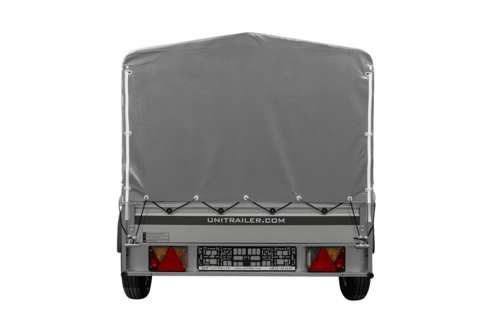Remorque à un essieu avec côtés en aluminium 230x125 Unitrailer Garden 230 KIPP ALU avec châssis H-800 et bâche grise