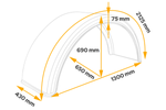 Garde-boue pour remorque 19,5-24,5" DOMAR DK1680 passage de roue 1300/430mm