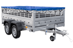 Remorque légère 264x150 UNITRAILER GARDEN 265/2 KIPP avec côtés en filet, châssis H-0 et bâche bleue