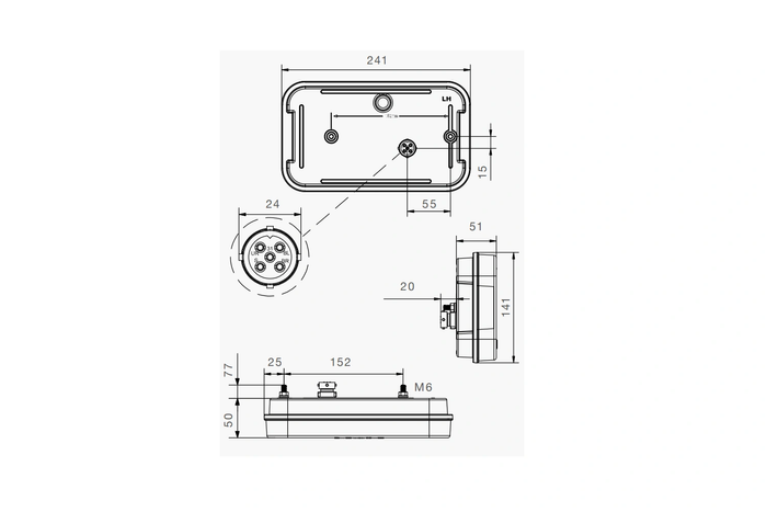 ASPÖCK MULTILED IV LED-achterlicht bajonet 5-pins, 5 functies rechts