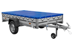 Autoaanhanger met aluminium zijwanden 264x125 Unitrailer Garden 264 KIPP ALU met H-0 frame en blauwe afdekking