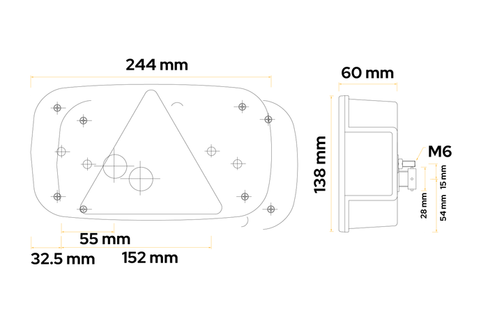 Feux arrière ASPÖCK Multipoint III à baïonnette 5 broches, 7 fonctions gauche + droite