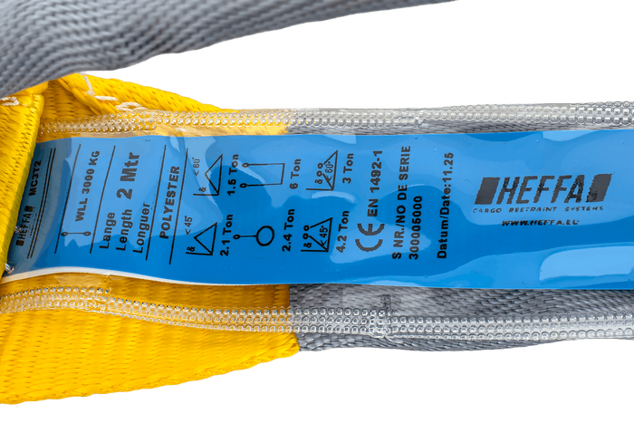 Sangle, élingue de levage HEFFA 2 m/90 mm/3 t avec boucles