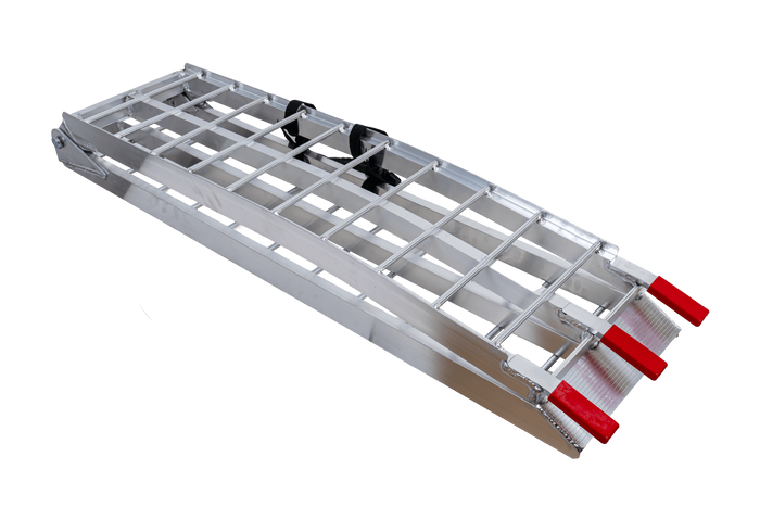 UNITRAILER ALR002 opklapbare aluminium oprijplaten voor aanhangers 221 cm 680 kg met riem, set van 2