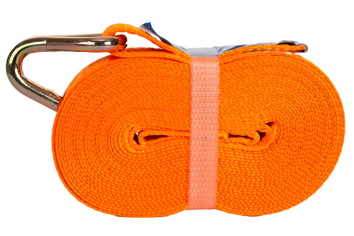 Set van vier UNITRAILER 6m/25mm/1t oranje transportbanden met spaninrichting
