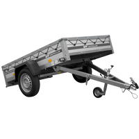 Remorque à un essieu avec côtés en aluminium 200x125 Unitrailer Garden 201 KIPP ALU avec châssis H-0 et bâche grise