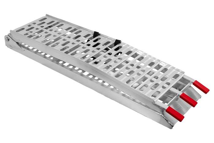Rampes pliables UNITRAILER ALR003 en aluminium pour remorques, 221 cm, 680 kg, avec sangle et support, lot de 2