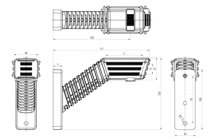 Feu de gabarit, position LED SPOT WAŚ 2554L W297.4.1, gauche, sur une flèche