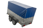Twee-assige aanhanger 264x125 UNITRAILER GARDEN 264/2 KIPP met BIS zijwanden, H-800 frame en blauwe kap