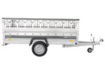 Enkelassige aanhanger 264x125 UNITRAILER FORCE 264 KIPP met gaaswanden, H-0 frame en grijze afdekking