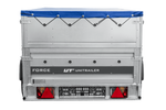 Remorque porte-voitures sur ressorts 230x125 UNITRAILER FORCE 230/R KIPP avec côtés BIS, châssis H-0 et bâche bleue