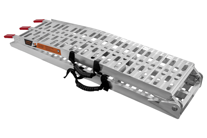 Rampes pliables UNITRAILER ALR003 en aluminium pour remorques, 221 cm, 680 kg, avec sangle et support, lot de 2
