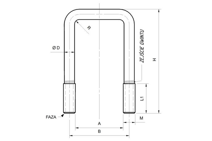 U-BOULON / ÉTRIER type C M6 x 23 x 40 (1/2")