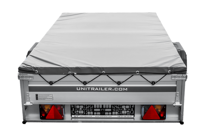Remorque porte-voitures à côtés en aluminium 264x125 Unitrailer Garden 264 KIPP ALU avec châssis H-0 et bâche grise