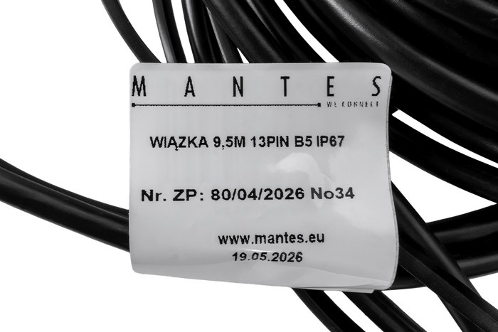 Faisceau électrique MANTES pour remorque de bateau, 9,5 m, prise 13 broches, baïonnettes 2 x 5 broches