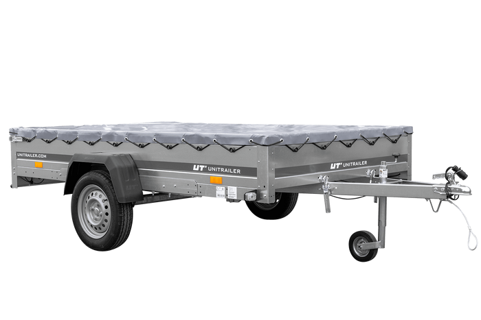Remorque à un essieu sur ressorts 264x150 UNITRAILER GARDEN 265/R KIPP avec châssis H-0 et bâche grise
