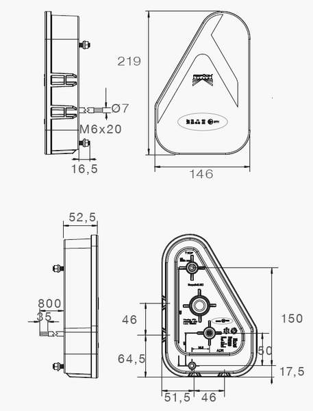 Feux arrière ASPÖCK EARPOINT LED baïonnette 8 broches 6 fonctions gauche + droit