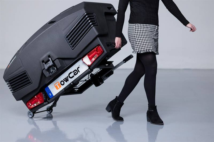 Coffre de rangement Towbox EVO gris classique - coffre à bagages monté sur attelage
