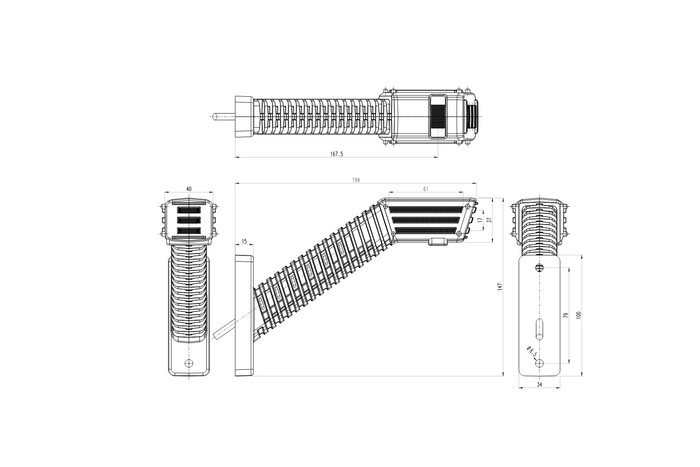 WAŚ 2552L W297.5.1 SPOT LED linker markeringslamp op een lange arm