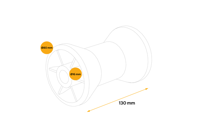 Rouleau de quille inférieure DOMAR D40110 pour remorque de bateau, 130 mm