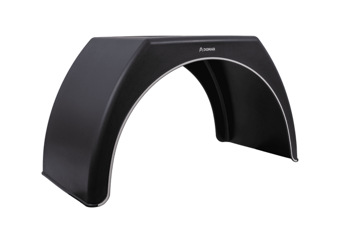 Dubbel spatbord voor aanhanger 15-16" DOMAR DK3120 platte wielkast 1000/510mm met witte velg