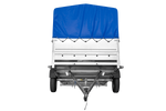 Remorque à un essieu 264x150 UNITRAILER GARDEN 265 KIPP avec ridelles BIS, arceau H-800 et bâche bleue