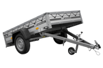 Remorque à un essieu avec côtés en aluminium 200x125 Unitrailer Garden 201 KIPP ALU avec châssis H-0 et bâche grise